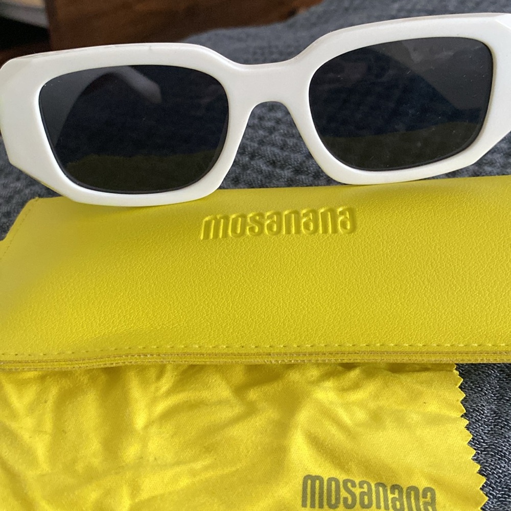 White Rectangular Sunglasses - Picture 6 of 6